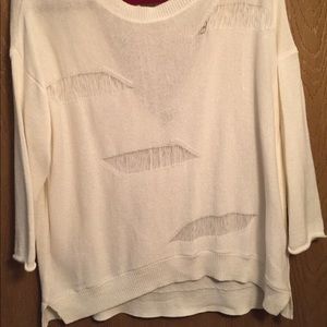 White distressed sweater